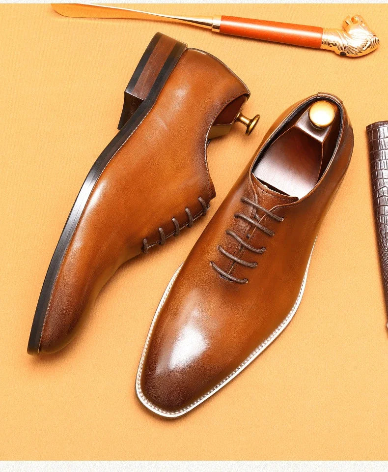 Brand New 2024-2025 Italian Men's Formal Shoes Luxury Genuine Leather Handmade Quality Comfortable Elegant Black Wedding Social Oxfords Shoes Man