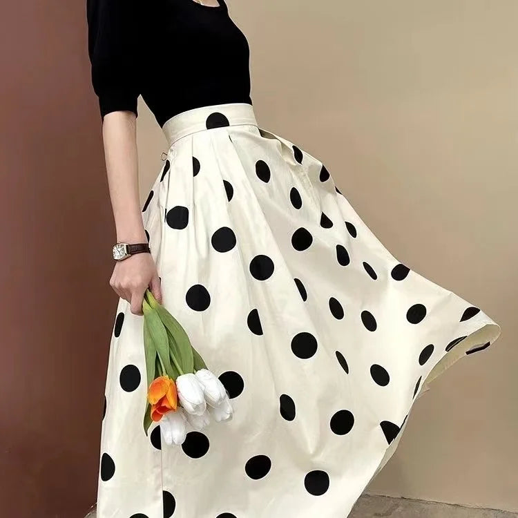2024 Celmia Women Maxi Skirts Bohemian Polka Dot Long Skirt Summer High Waist Pockets Casual Party Office Bottoms Large Robe