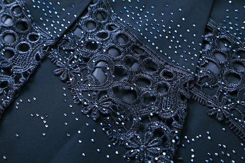 Luxury Women's Long Skirts Cutout Flower Mesh Design Black Maxi Skirts Special Occasions Party Dresses Female High-waisted Skirt