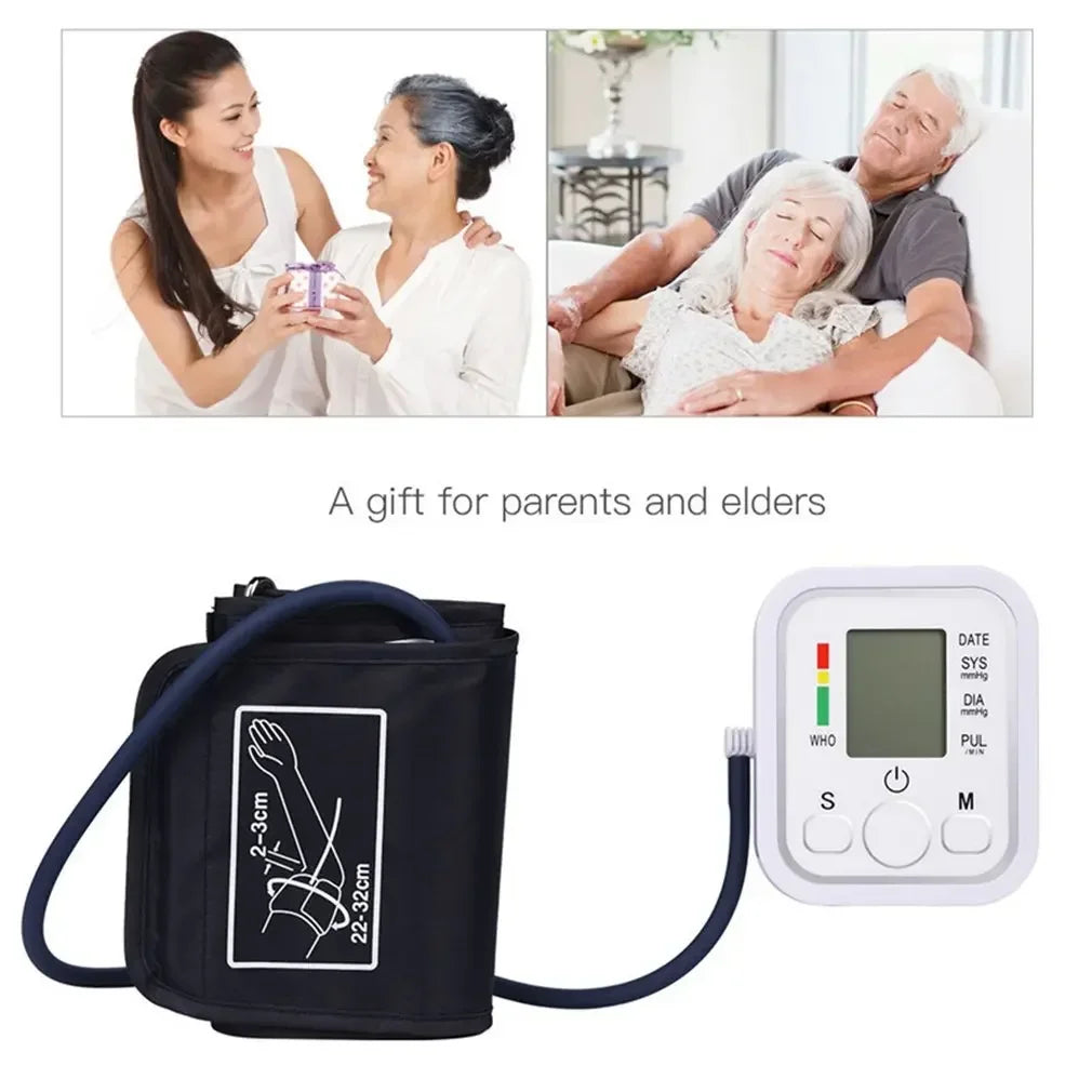 Digital Arm Blood Pressure Test Kit Cuff Sensor Monitor BP Automatic Pressure Tonometer Tensiometer Heart Rate Pulse Meter