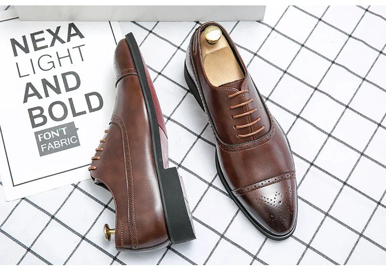 Our New Collections 2024-2025 Men's Formal  Shoes Red Sole Fashion Business Casual Party Banquet Daily Retro Carved Lace-up Brogue Dress Wedding Shoes Size 48