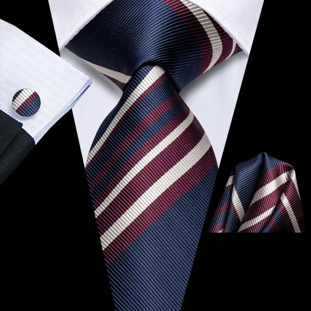 Our Brand  2025 Hi Tie Striped Sage Green Mens Fashion Necktie Handkerchief Cufflinks for Tuxedo Accessory Classic Silk Luxury Tie for Man Gift