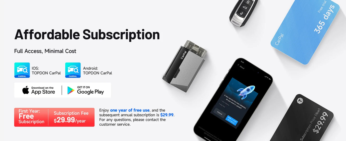 TOPDON Carpal OBD2 Scanner Bluetooth for Car All System Diagnostic Tool iOS Android Vehicle Health Check Smog Check Battery Test
