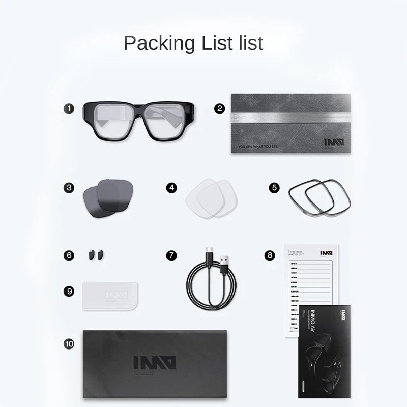 Brand New 2024-2025 INMO Air Smart AR Glasses Real-time Translation and Text Prompt 3D With Camera For Movie Watching Full-color True Wireless