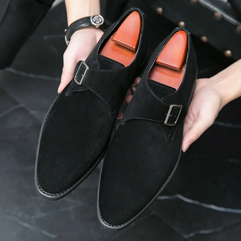 NEW 2024-2025 Fashion Luxury Brand Designer black Brown suede Monk Strap Shoes For Men Formal Wedding Dress Homecoming Sapatos Tenis Masculino