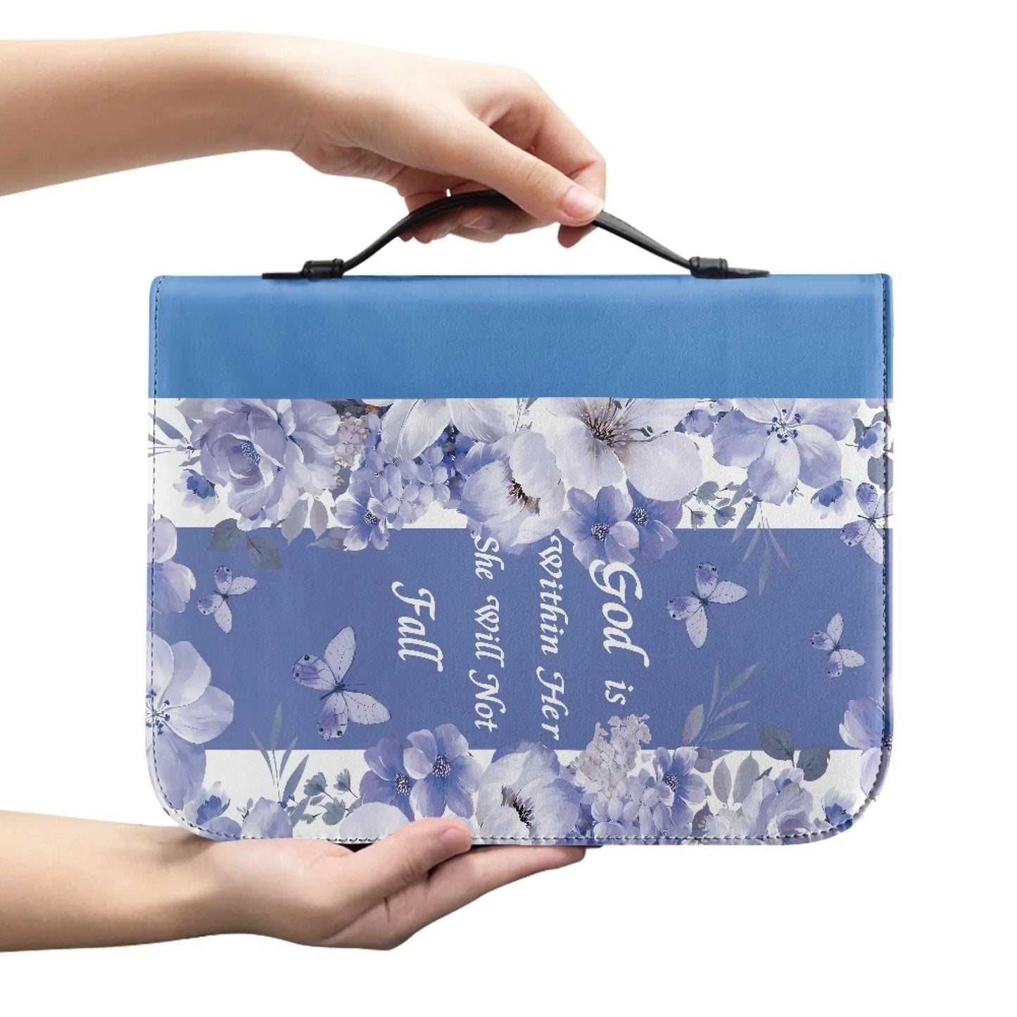 M Size Leather Cross Design Printed Book Bible Bag Student Travel Storage Bag One-handed Portable Storage Student Handbag