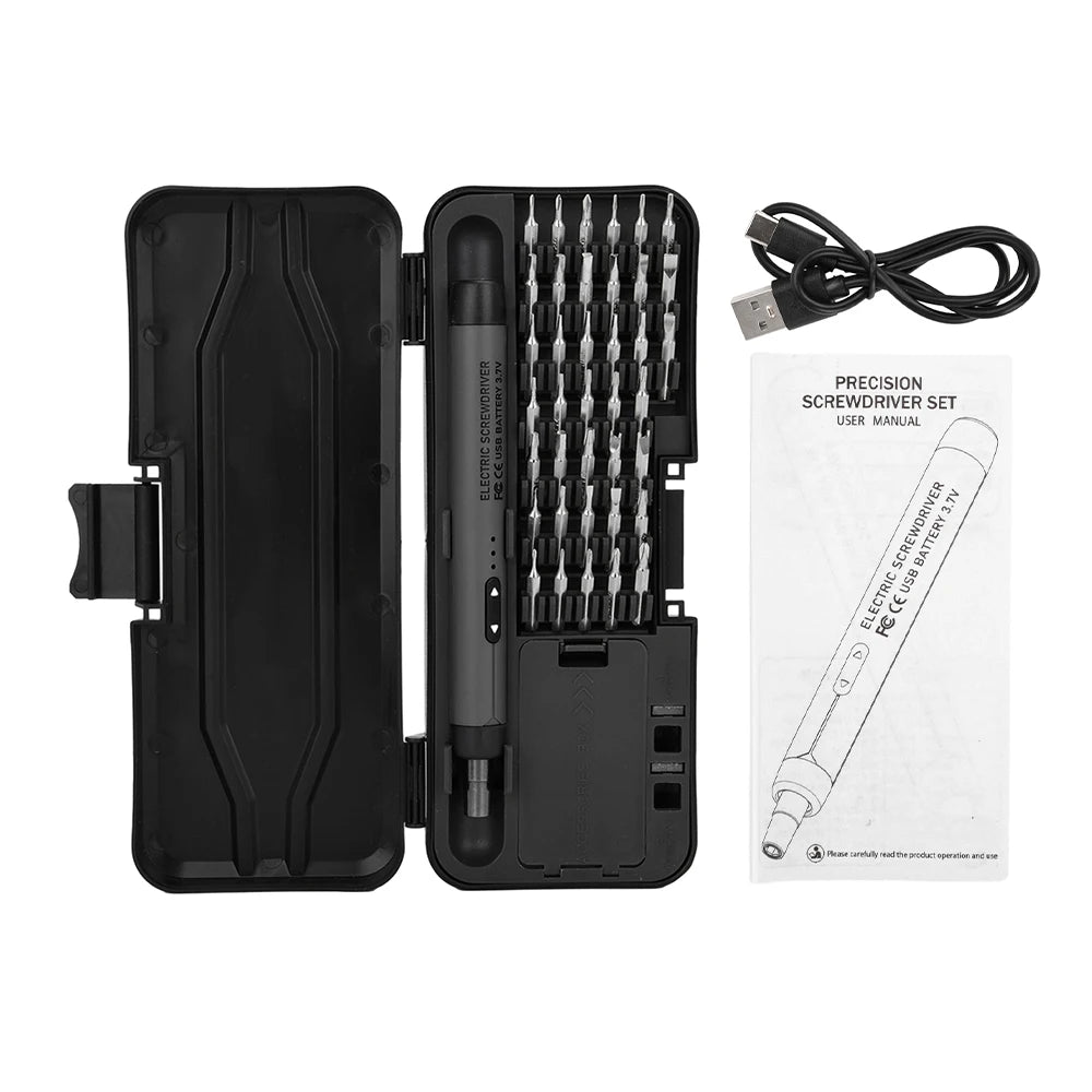 Electric Screwdriver Set DC3.7-4.2V 46 In One Small Precision Electric Screwdriver Rechargeable Wireless Mini Small Bits