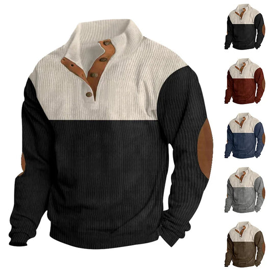BRAND NEW MEN 2024 Spring ,Autumn and Winter New Top Men's High-quality Corduroy Fabric Fashion Leisure Sports Button Color Hoodie Men's Clothing
