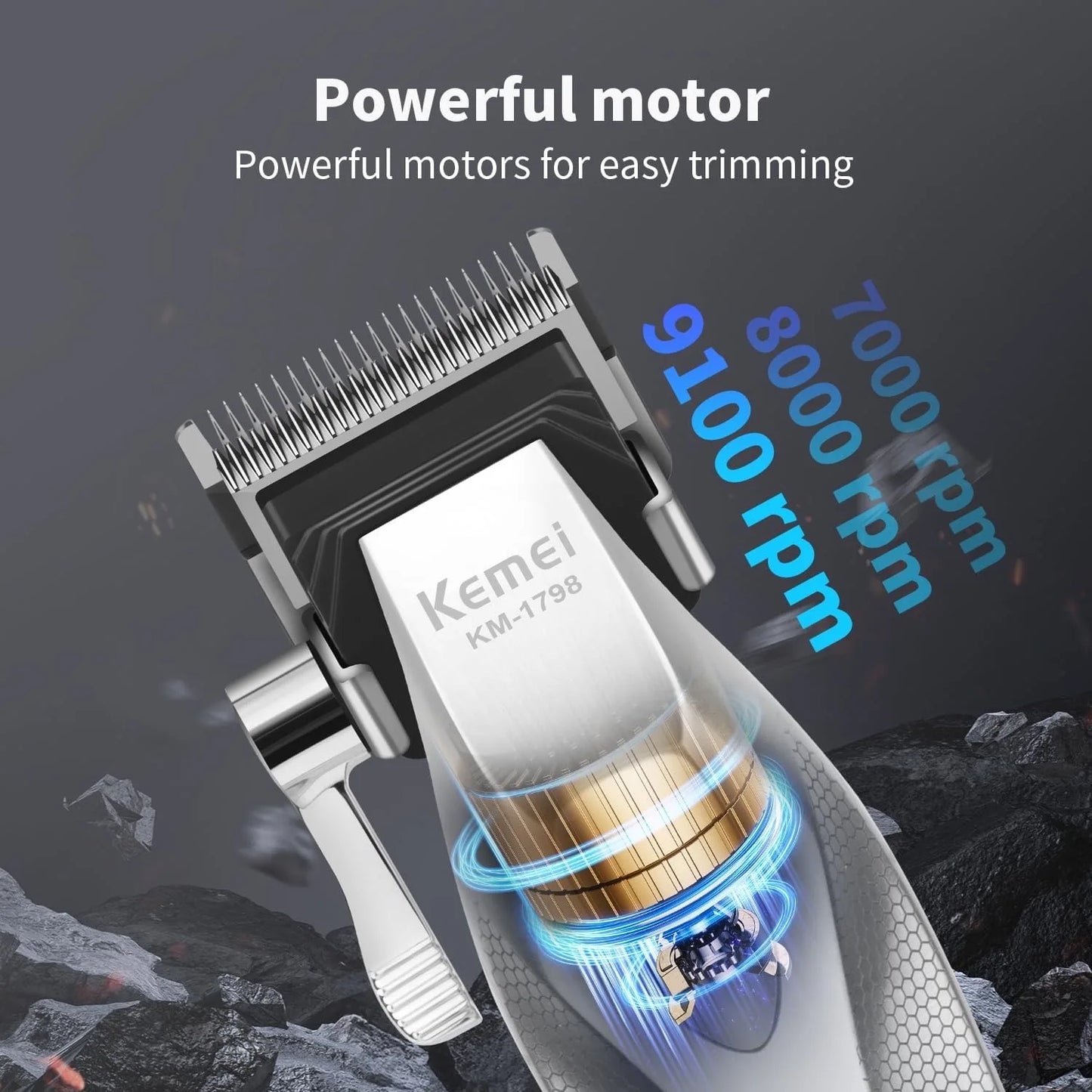 Kemei Barber Professional Hair Clipper and Hair Trimmer Combo Electric Men Zero Gapped Trimmer Fade Finish Hair Cutting Machine