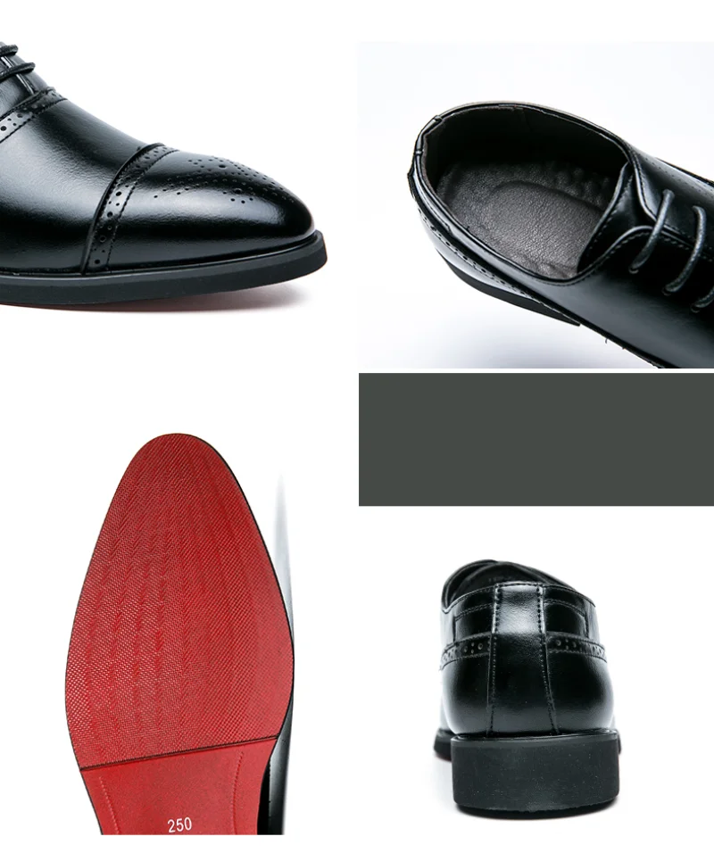 New Collections 2024-2025 Oxfords Men Shoes Red Sole Fashion Business Casual Party Banquet Daily Retro Carved Lace-up Brogue Dress Shoes