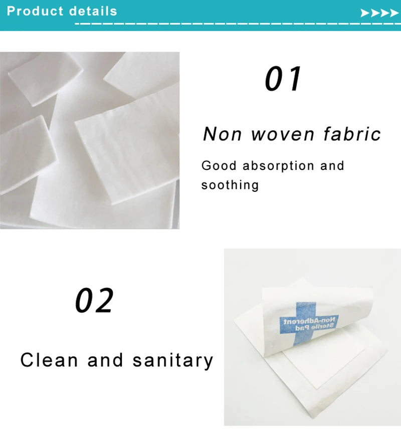 50Pcs Medical Absorbent Sterile Non-Adherent Pad Disposable Non-woven Hemostatic Wound Dressing Bloodsucking Pad