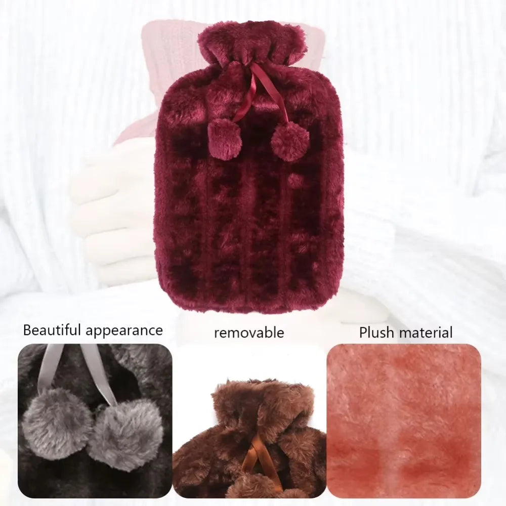 Removable Hot Water Bottle Cover Explosion Proof Leak-proof Plush Covering Portable and Reusable Cold-proof Hand Feet Warmer