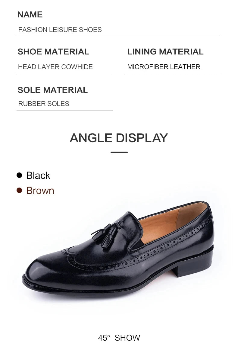 New Style Business Men Loafers Shoes Genuine Cowhide Handmade Sewing Casual Formal Wedding Party Slip on Pointed Dress Shoes Man