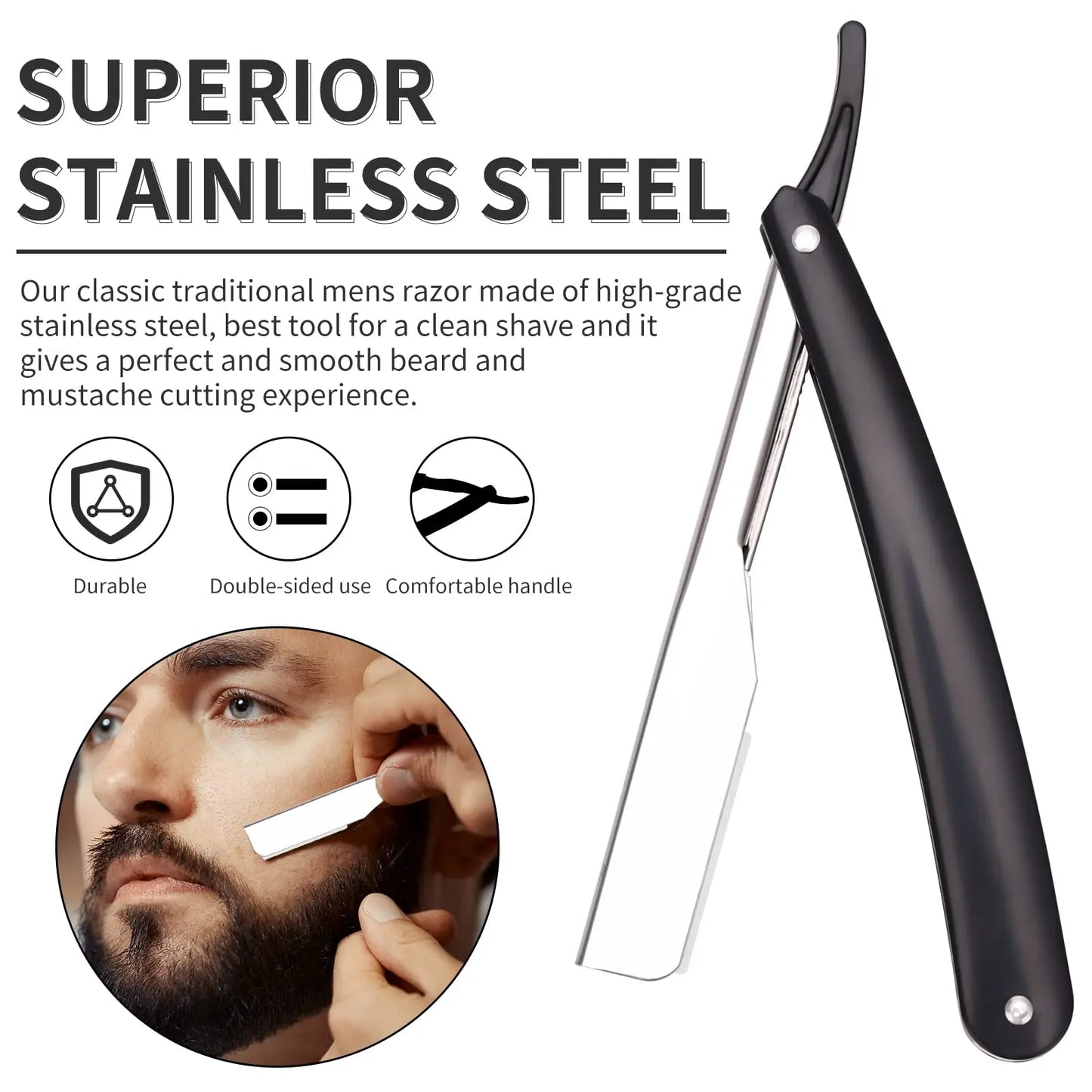 Hairdress Straight Edge Razor with 100pcs Single Straight Razor Professional Straight Blade Razor Men's Styling Tools