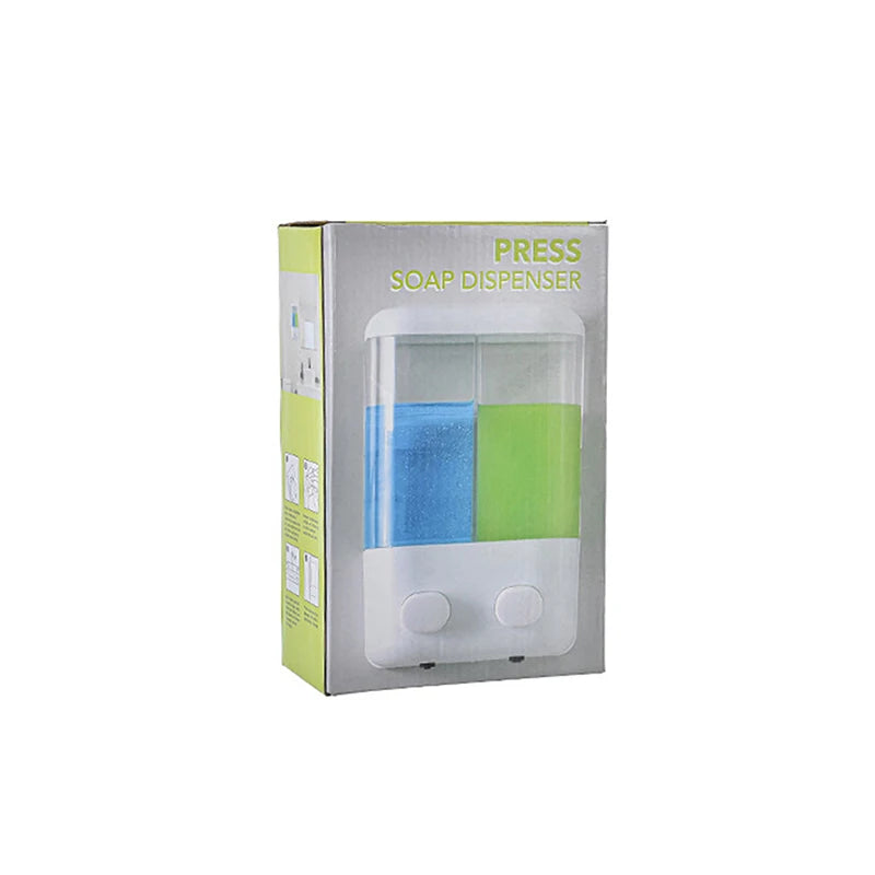 Doublehead Soap Dispenser Bathroom Wall Mount Shower Shampoo Bottle Lotion Container Holder Double Head Foam Hand Wash Dispenser