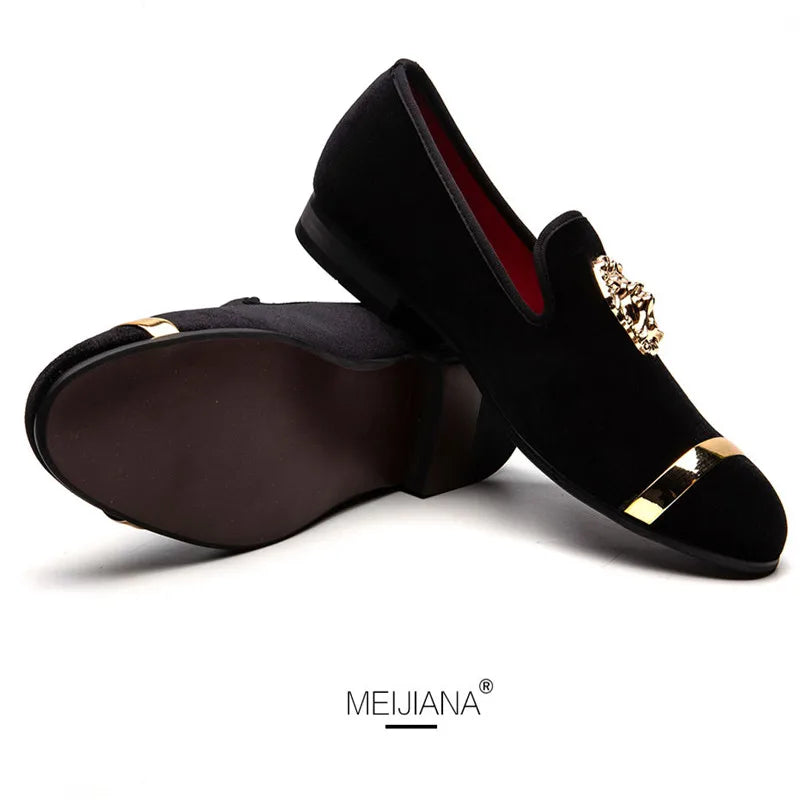TINTINOS NEW 2024 Men Dress Shoes Wedding Party Shoes Loafers Fashion Tiger Gold Metal Men Flats Factory  Big Size 38-47