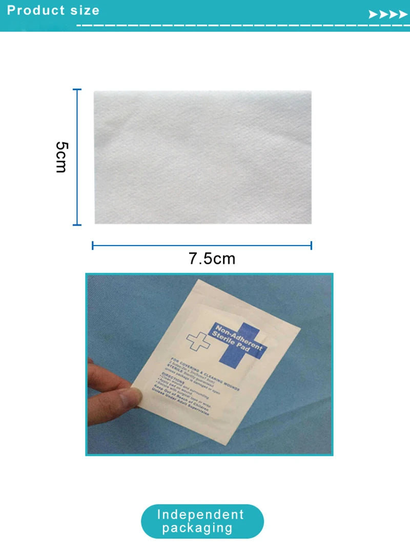 50Pcs Medical Absorbent Sterile Non-Adherent Pad Disposable Non-woven Hemostatic Wound Dressing Bloodsucking Pad
