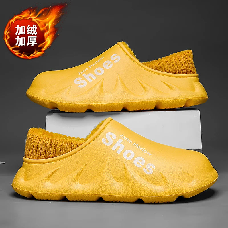 New 2024-2025 Winter and Autumn Cotton Slippers Men Indoor Warm Home Shoes Multi-Color Waterproof Soft Thick Sole Furry Women Men Slides EVA - FREE SHIPPING