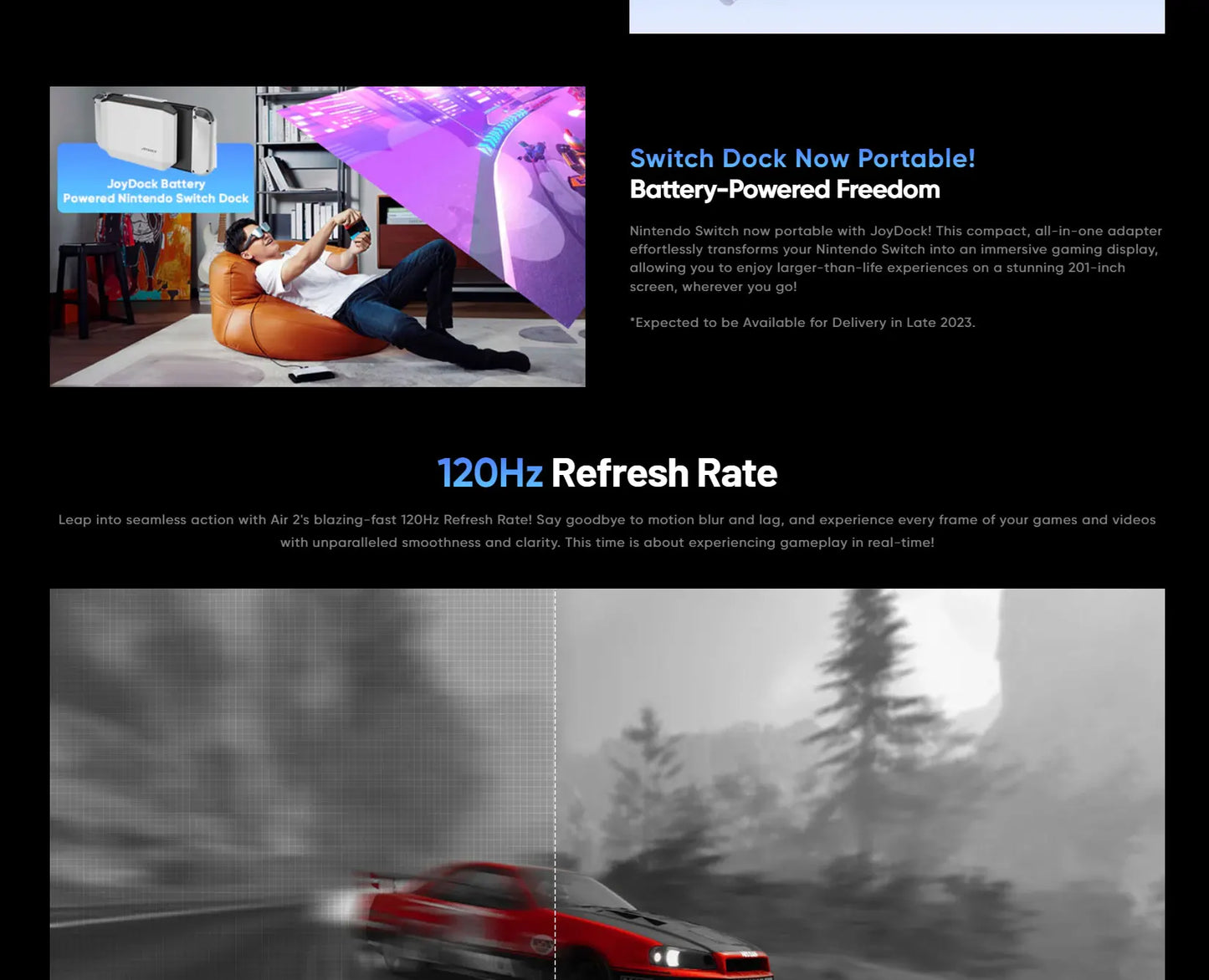 NEW 2024-2025TCL Rayneo Air 2 Smart AR Glasses 201 inch Giant Screen Viewing for iPhone Android Phones Computer Switch Steam Deck PS5