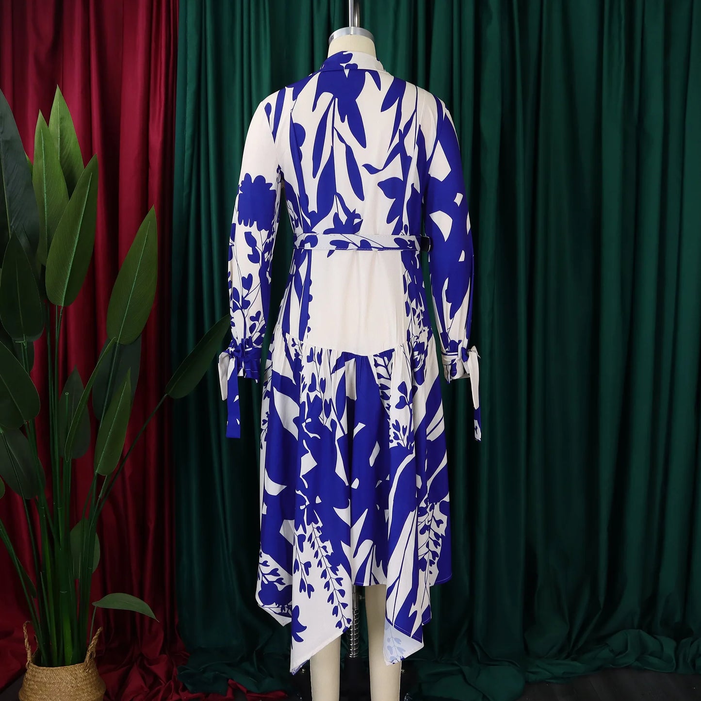 Brand new collection 2024-2025 Europe Plus-size Women's Fashion Fashion New Temperament Printed Irregular Lapel Dress Y2k Dress
