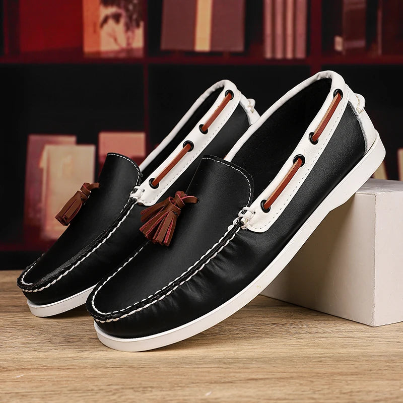 New 2024 Genuine Leather Men's Shoes Luxury Brand Lace-up Casual Shoes Designer Outdoor New Summer Sneakers Lightweight Driving Loafers