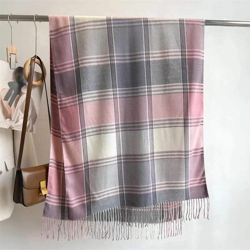 2025 Warm Plaid Cashmere Shawl Poncho Winter Scarf Luxury Print Blanket Pashmina Wraps Bufanda With Tassel Casual Stoled Echarpe