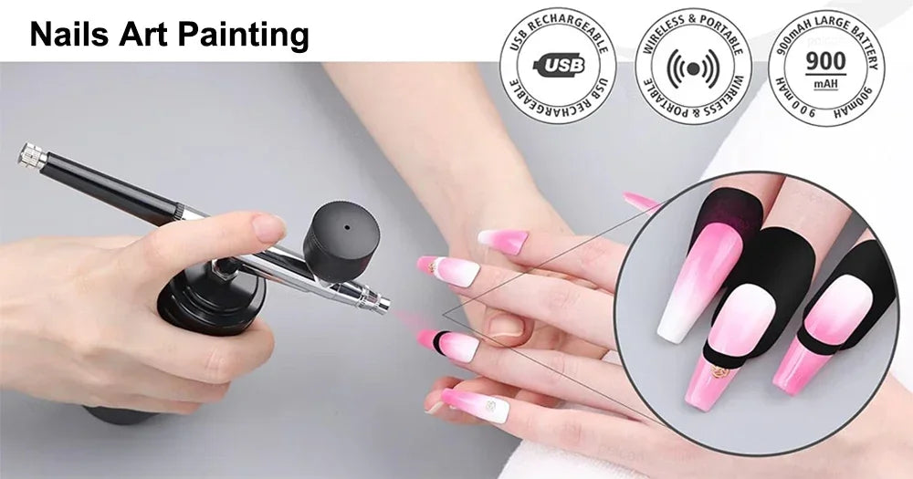 Nail Airbrush Portable Airbrush With Compressor Painting Air Brush Mini Compressor Paint gun For Nail Art Paint Crafts Modeling