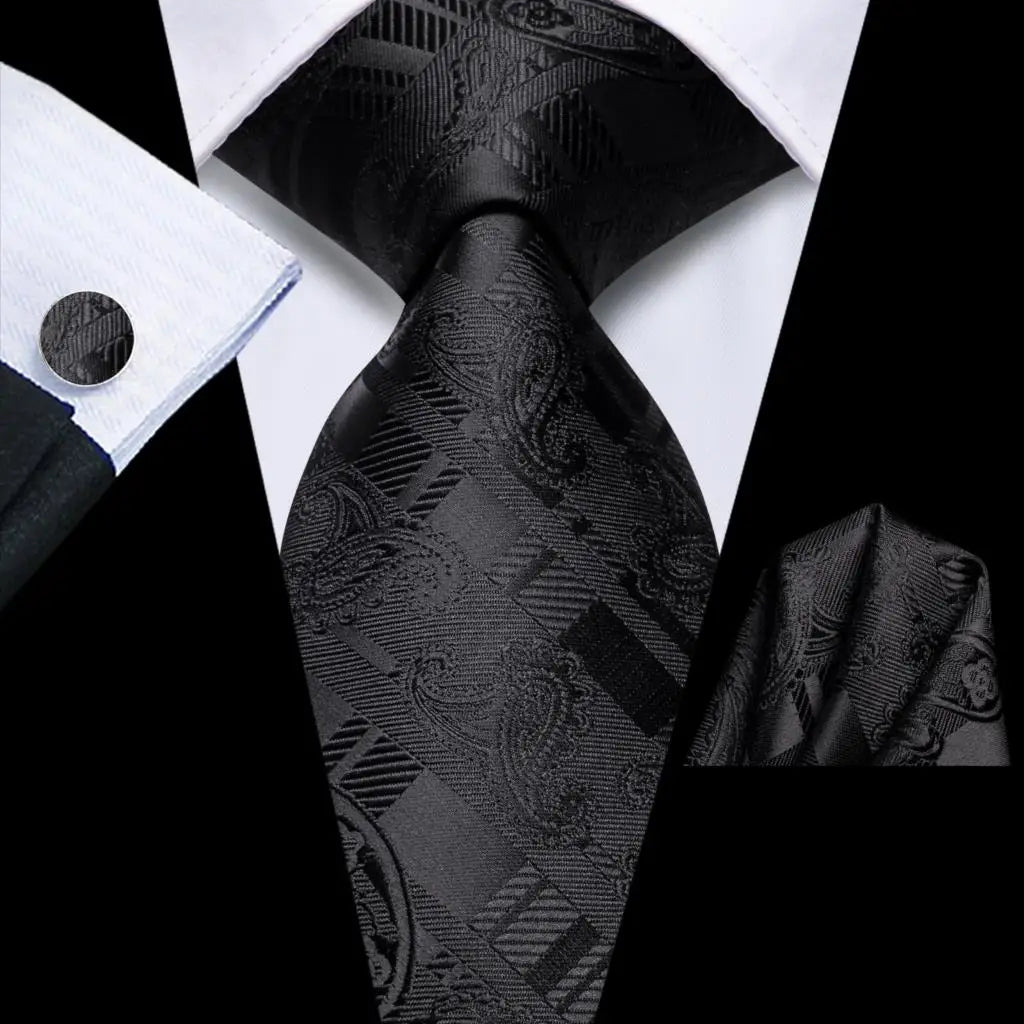 Our Brand  2025 Hi Tie Striped Sage Green Mens Fashion Necktie Handkerchief Cufflinks for Tuxedo Accessory Classic Silk Luxury Tie for Man Gift