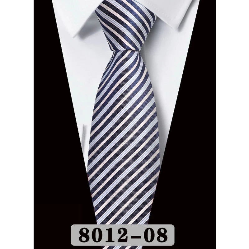 Men's Tie Fashion 8cm Classic Necktie Stripes Navy Blue Ties Business Wedding Mans Neckwear Gift Accessories