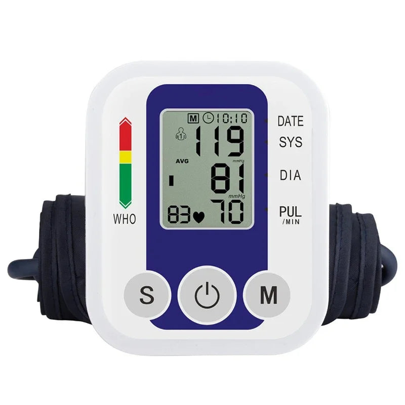 LCD Portable Health Care Pulse Meter BP Monitor Automatic Digital Arm Blood Pressure Monitor Tonometer Meter Sphygmomanometer