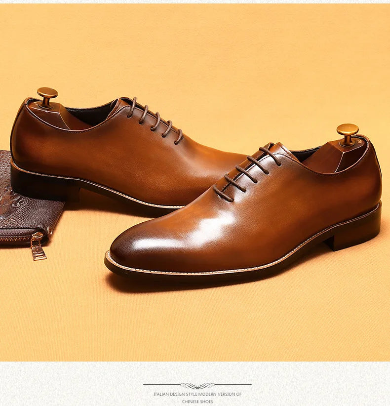 2024-2025 Italian Design Genuine Leather Shoes for Men Business Shoes Lace Up Oxfords Male Wedding Dress Shoes Men Plus Size 37-46
