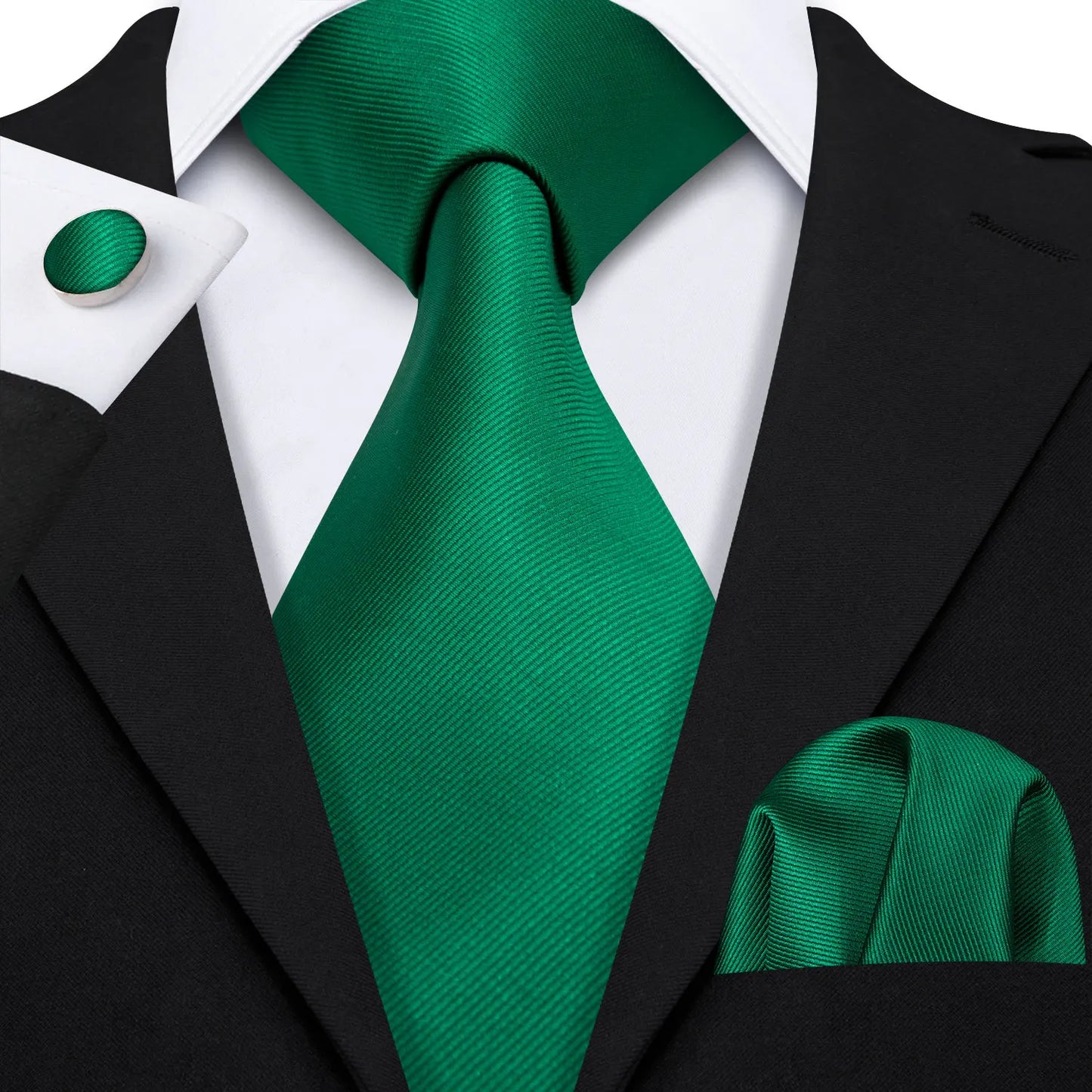Amazony Epic Green Silk Mens Tie Hanky Cufflinks Set Mint Grass Teal Bottle Sage Pea Green Necktie For Male Wedding Business Party