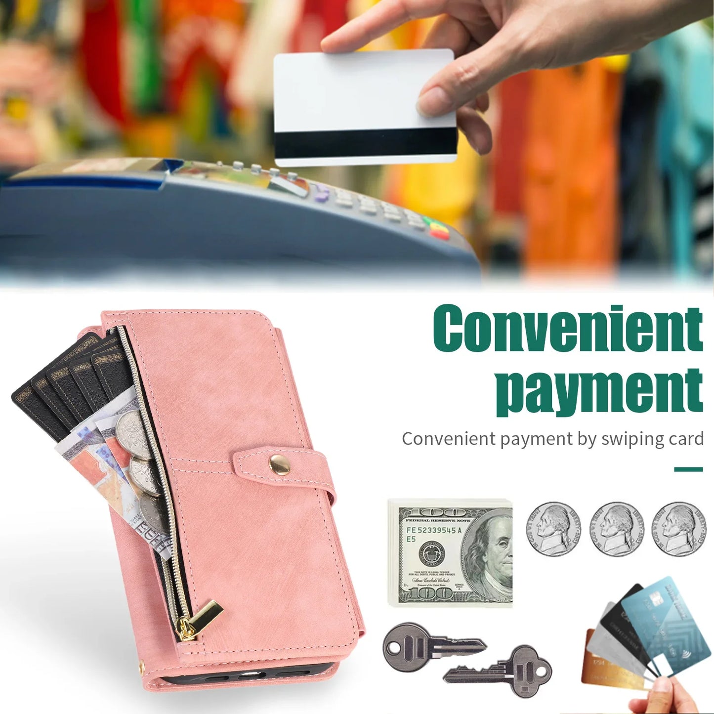 Crossbody Lanyard Card Slot Wallet Flip Case for iPhone 15 14 13 12 11 Pro Max Mini X XS 8 7 Plus SE 2020 2022 PU Leather Cover