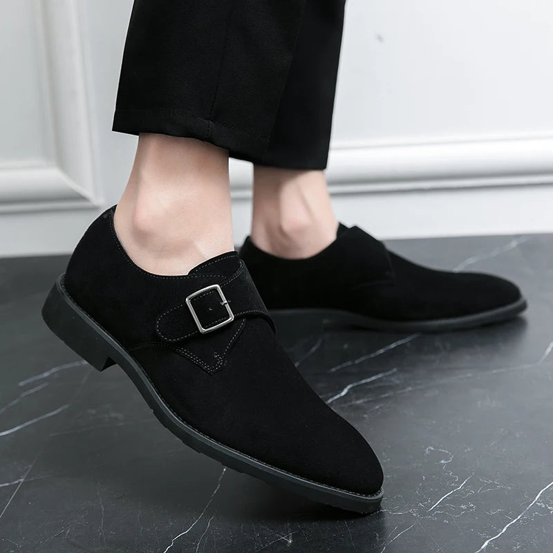 NEW 2024-2025 Fashion Luxury Brand Designer black Brown suede Monk Strap Shoes For Men Formal Wedding Dress Homecoming Sapatos Tenis Masculino