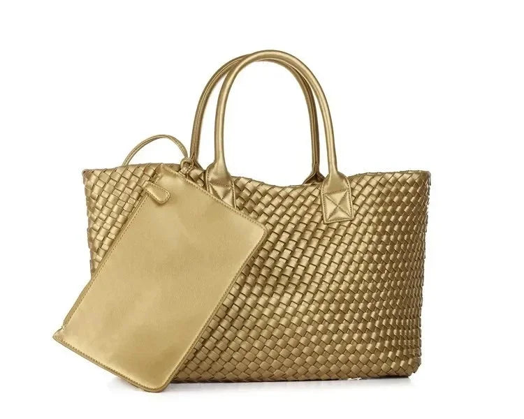 Luxury Woven Tote Women's Handbags Designer Large Shoulder Bags for Women 2025 Fashion PU Shopper Purses Composited Bags Clutch