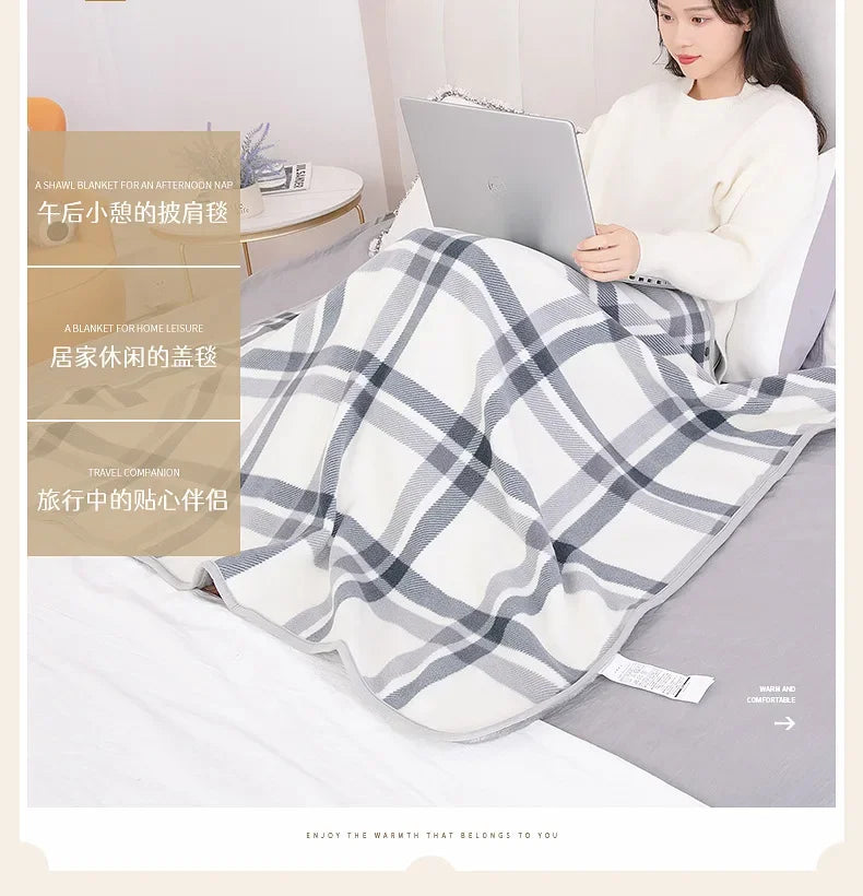 New 2024 Home Decor Wearable Warm Plaid Thin Blanket Fleece Blankets with Button Thicken Winter Warm Throw Blankets for Beds Sofa