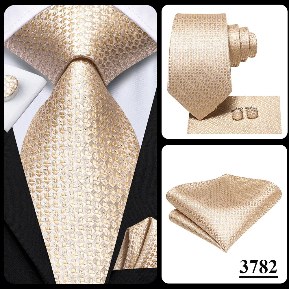 Our Brand  2025 Hi Tie Striped Sage Green Mens Fashion Necktie Handkerchief Cufflinks for Tuxedo Accessory Classic Silk Luxury Tie for Man Gift