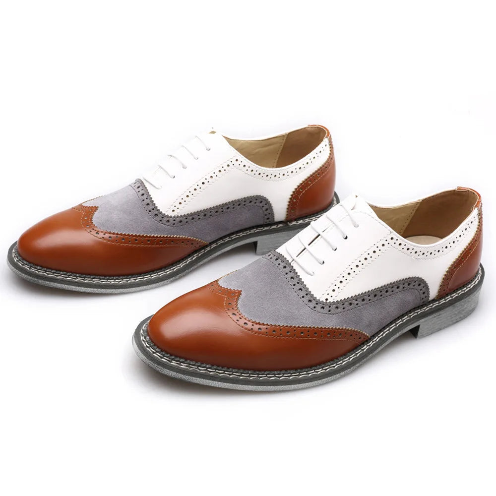 New 2025 Men Retro brogue lace-up black white oxford shoes Male Dress Wedding prom Homecoming Shoe Sapato Social Masculino