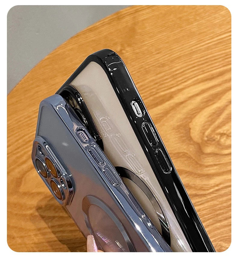 Fashion Magnetic Case For Magsafe For iPhone 14 13 12 11 Pro Max 14 Plus Plating Clear Soft Silicone Wireless Charging Cover