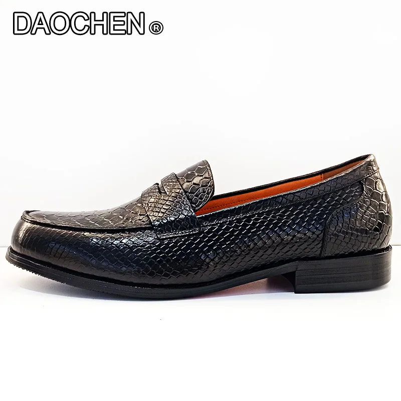 LUXURY MEN'S LOAFERS SHOES BLACK ROYAL BLUE SNAKE PRINT CASUAL MENS DRESS SHOES WEDDING OFFICE BANQUET LEATHER SHOES MEN