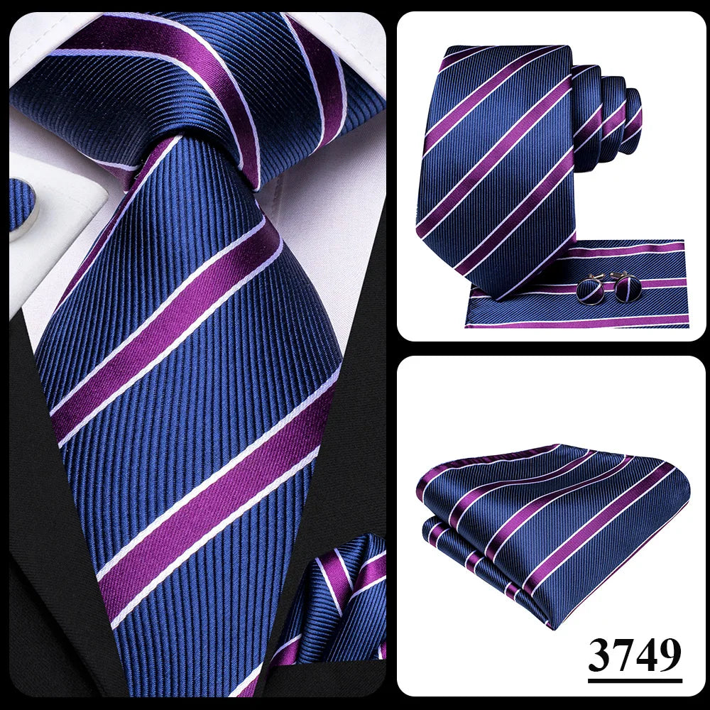 Our Brand  2025 Hi Tie Striped Sage Green Mens Fashion Necktie Handkerchief Cufflinks for Tuxedo Accessory Classic Silk Luxury Tie for Man Gift