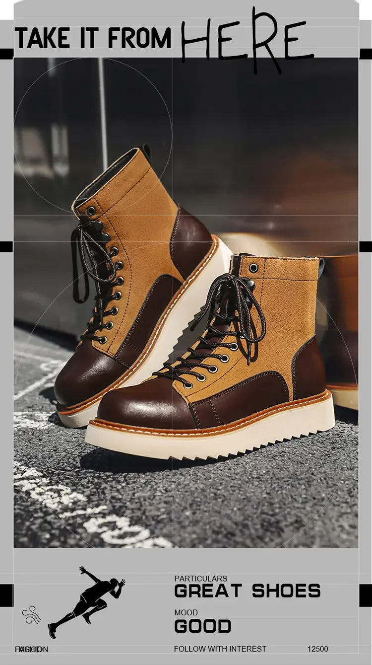 New Collection 2024-2025  Brand Men Genuine Leather  Boots 2024 Men Brand Comfortable Retro British Style Work Outdoor Ankle Classic Handmade Boots Buy one boots Get a free Laptop stand