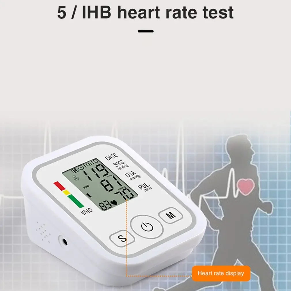 LCD Portable Health Care Pulse Meter BP Monitor Automatic Digital Arm Blood Pressure Monitor Tonometer Meter Sphygmomanometer