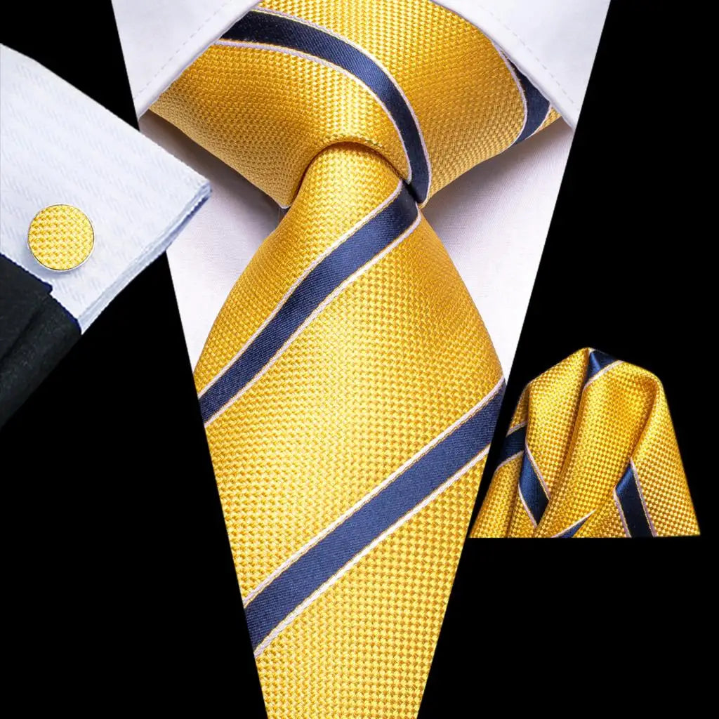 Our Brand  2025 Hi Tie Striped Sage Green Mens Fashion Necktie Handkerchief Cufflinks for Tuxedo Accessory Classic Silk Luxury Tie for Man Gift