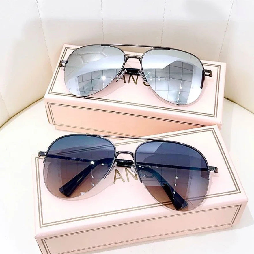 Summer Summer Time is here Fashion Gradient Sunglasses for Men Big Frame Pilot Sun Glasses Design Anti-reflective Lunette De Soleil Homme UV400 (No Box)