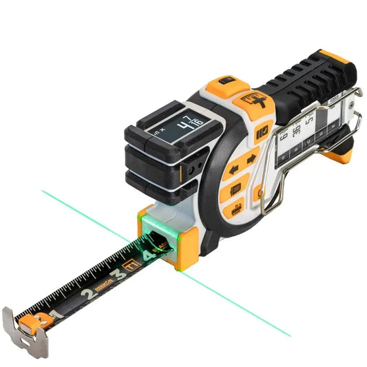 Tomahawk Digital Tape Measure - Professional Accurate Measuring Tool, Green Laser, E-Paper Measuring List,