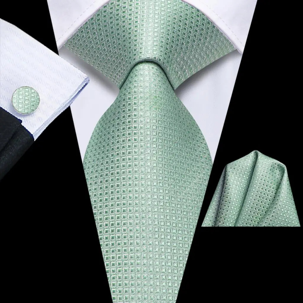Our Brand  2025 Hi Tie Striped Sage Green Mens Fashion Necktie Handkerchief Cufflinks for Tuxedo Accessory Classic Silk Luxury Tie for Man Gift