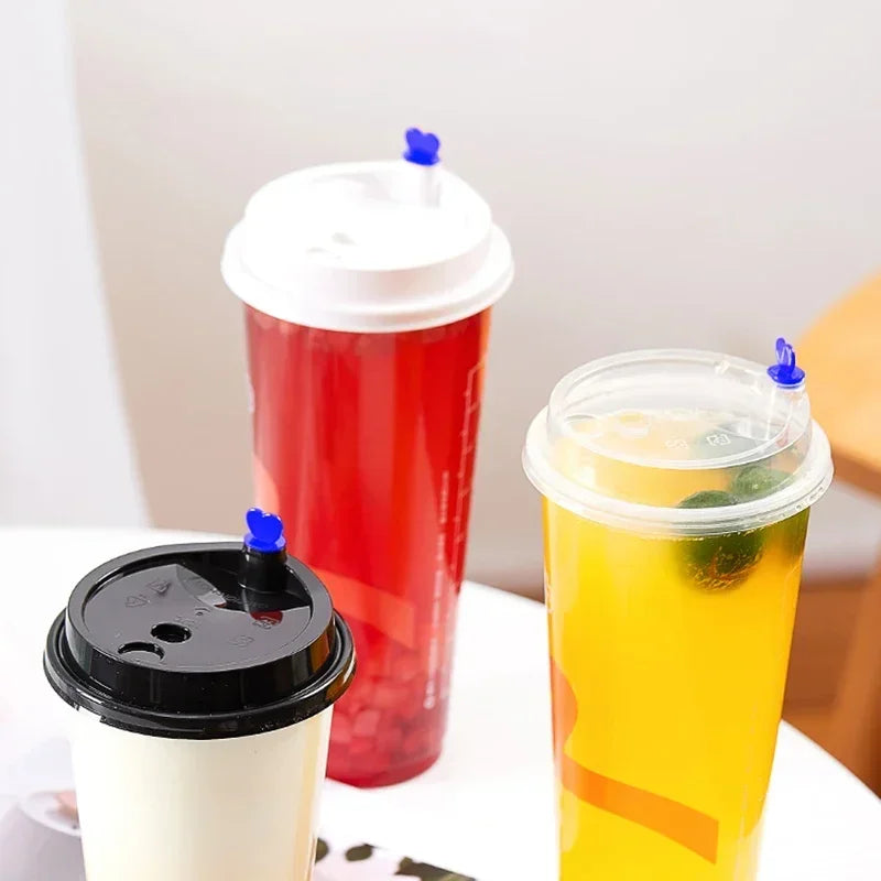 50pcs 90mm Caliber Injection Molded Leak Proof Cup Lids One Time Packaged Milk Tea Coffee Cup Lid Thickened One-piece Cover
