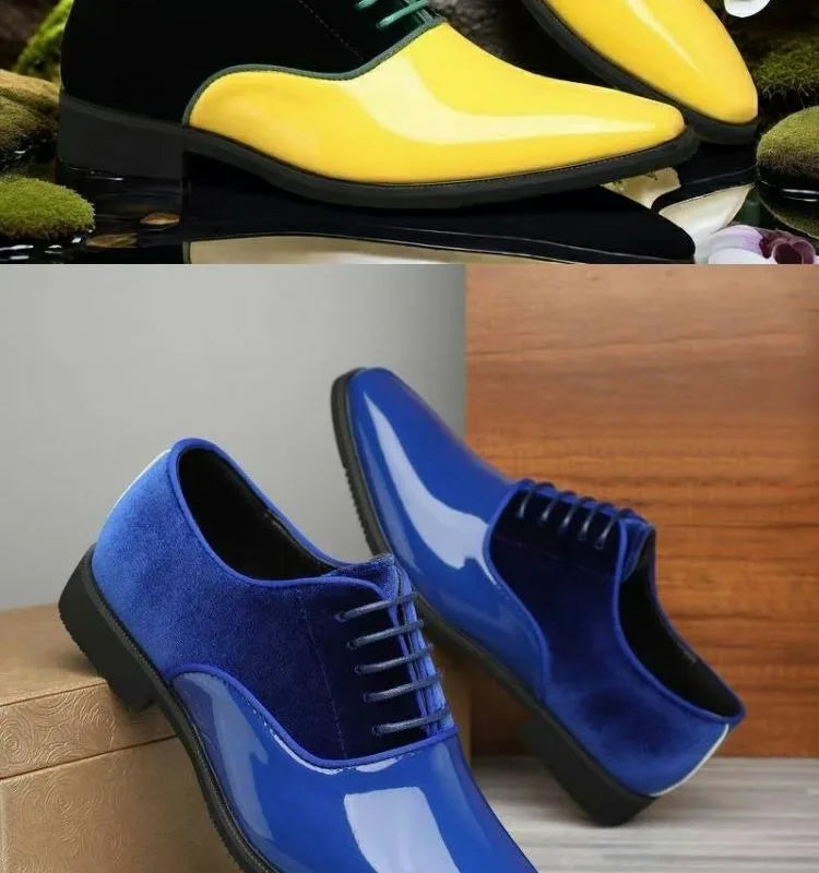 yellow blue red black oxford shoes man eleganti patent leather formal shoes man designer casual business wedding shoes for man