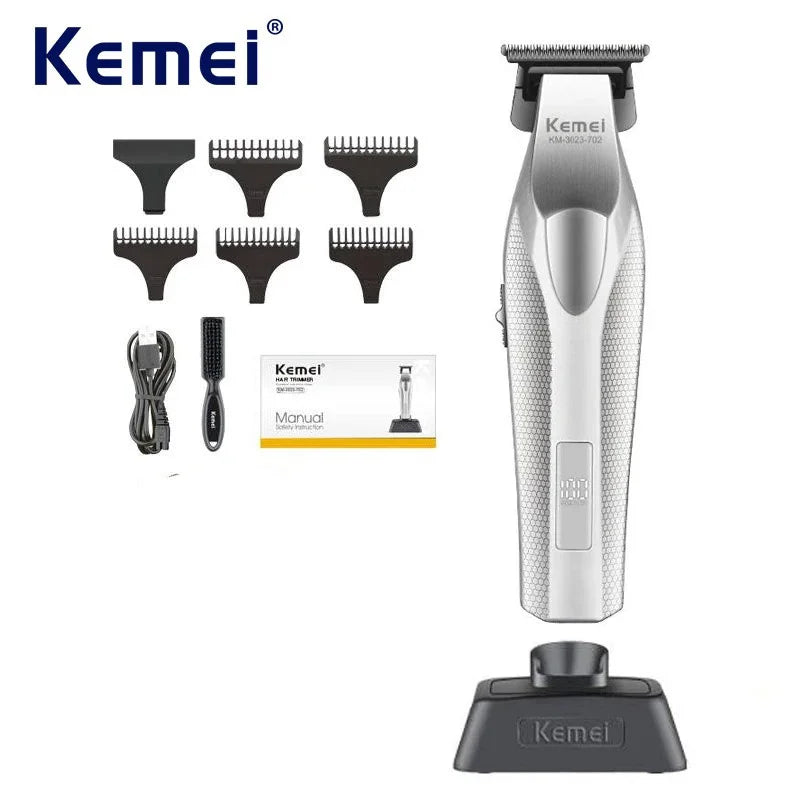 Kemei Barber Professional Hair Clipper and Hair Trimmer Combo Electric Men Zero Gapped Trimmer Fade Finish Hair Cutting Machine